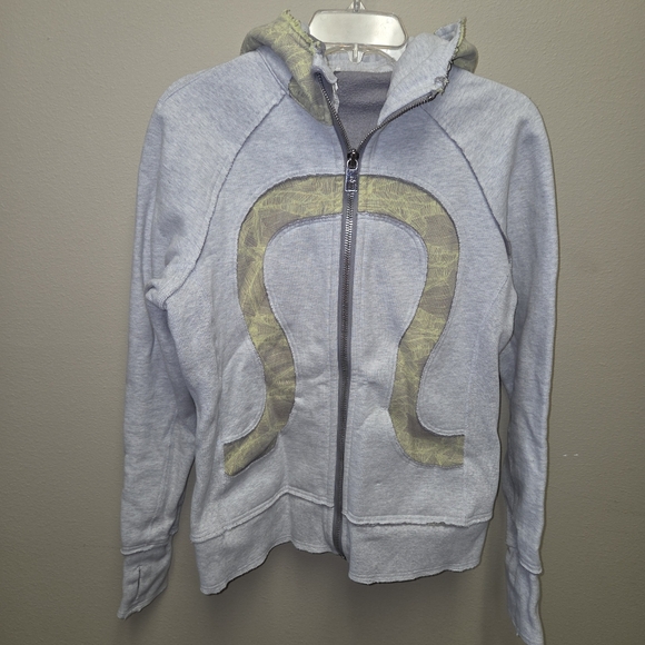 Lululemon Gray Full Zip Scuba Hoodie Sz 10 Raw Edges - Picture 1 of 8
